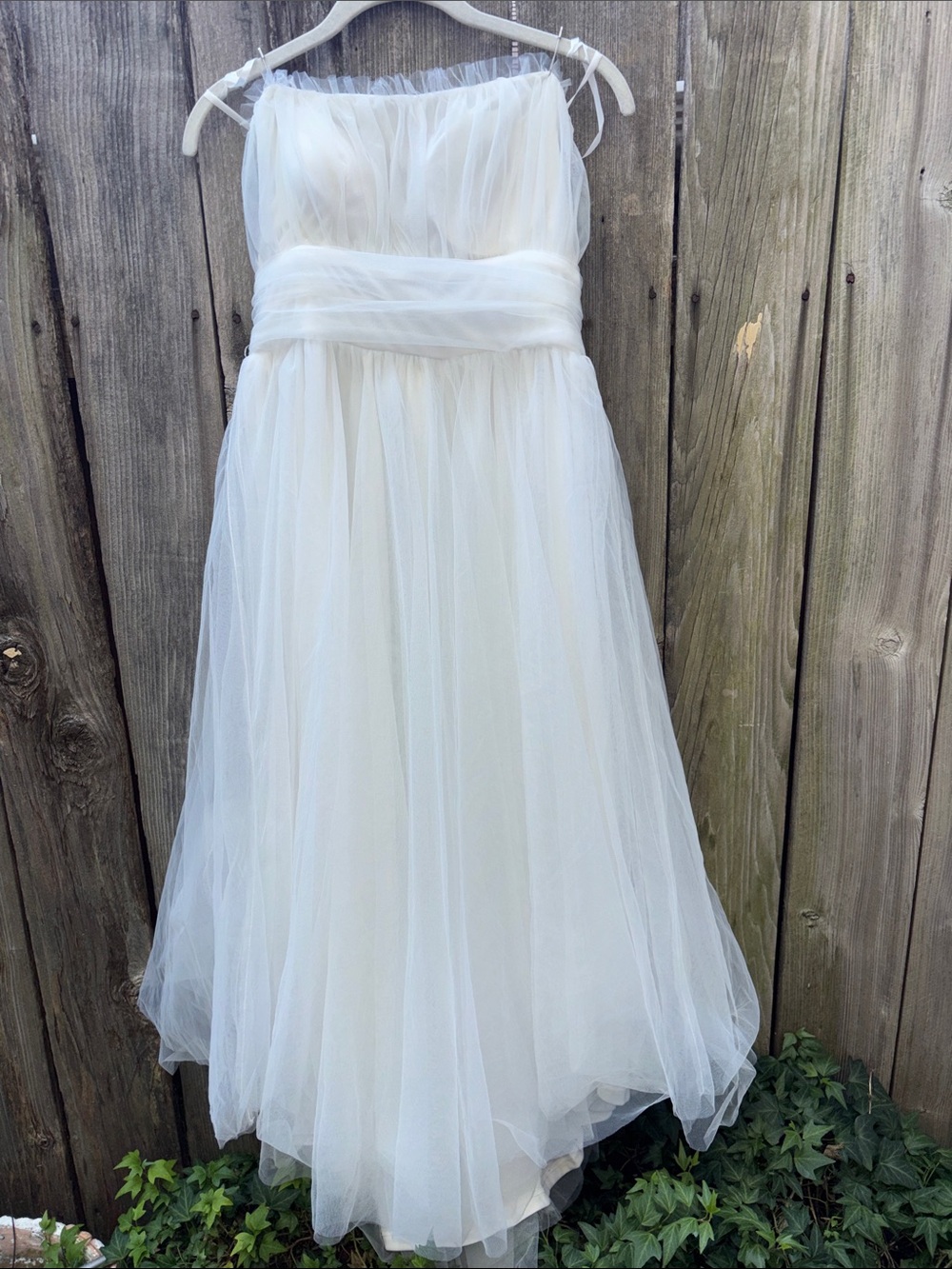 Elegant Chic White Tulle Midi Prom Wedding Party Dress Size 14 NWT